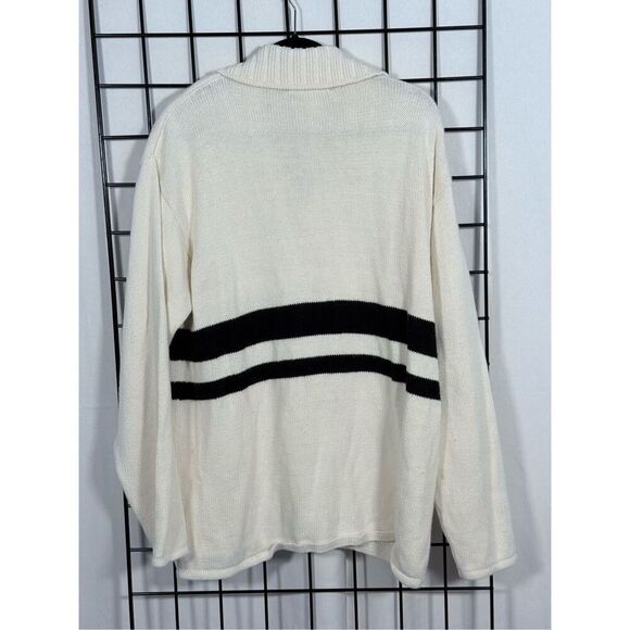 Vintage Structure Full Zip Varsity Cardigan Sweater Mens XL Ivory Eclectic Gran - Picture 2 of 9